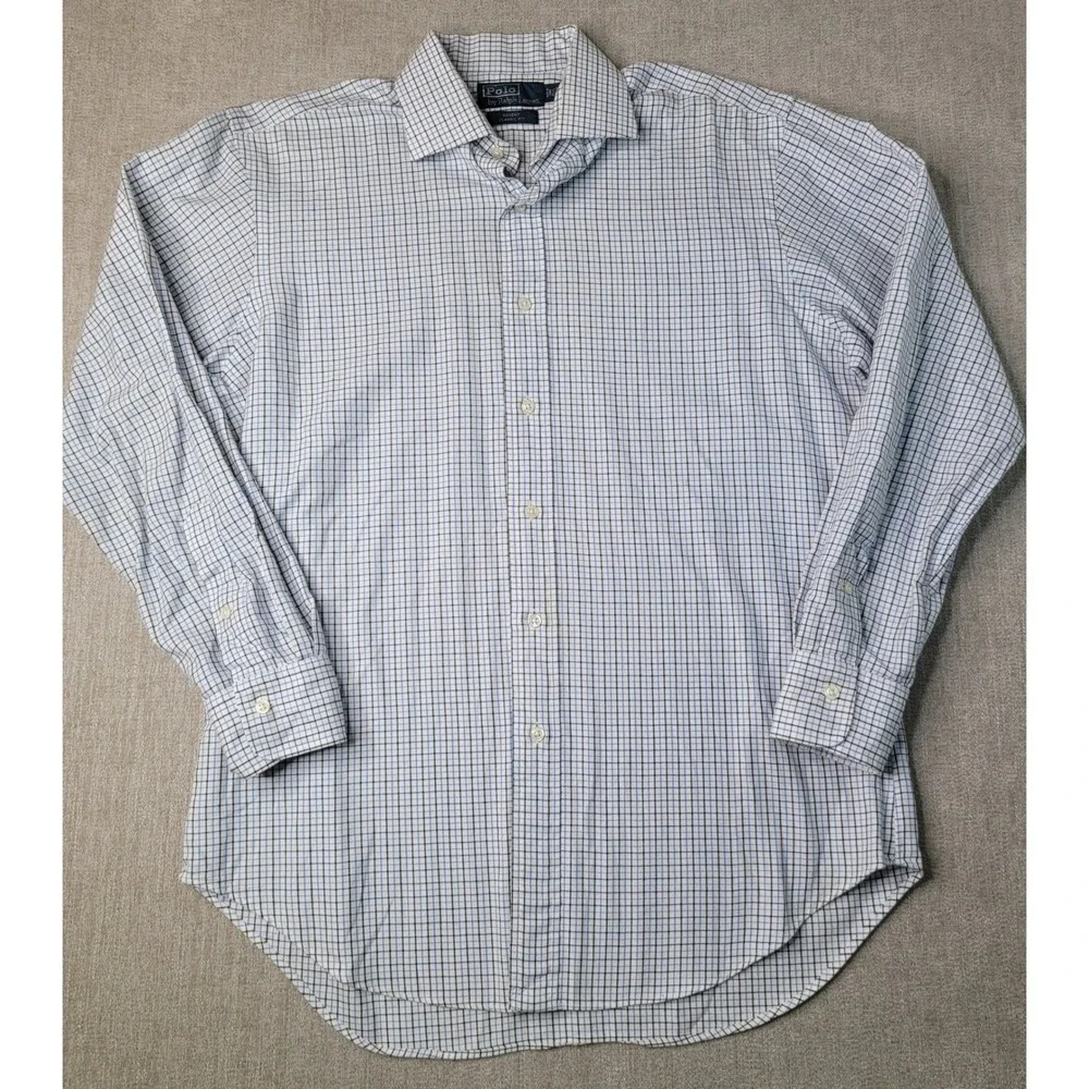 Polo Ralph Lauren Button Down Shirt Mens‎ 15.5 Blue Check Regent Classic Fit